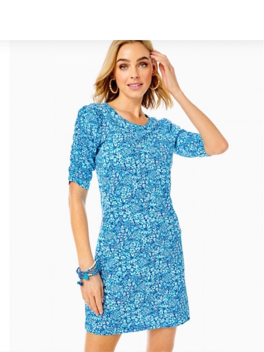 Lilly Pulitzer Belden Blue Floral Crewneck Shift Dress